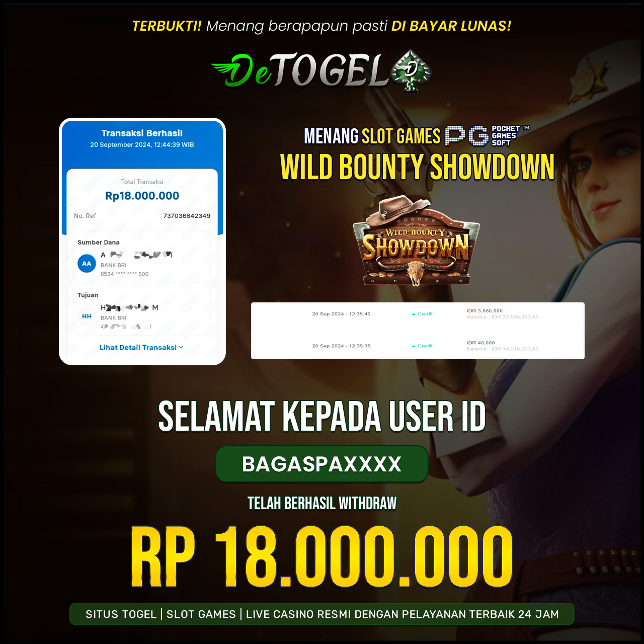 BUKTI JP DI SLOT WILD BOUNTY SHOWDOWN ( PG SOFT )