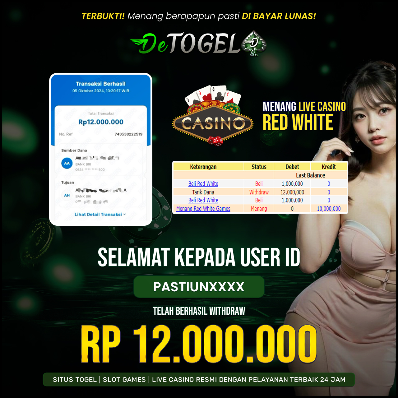 BUKTI JP DI LIVE CASINO RED WHITE