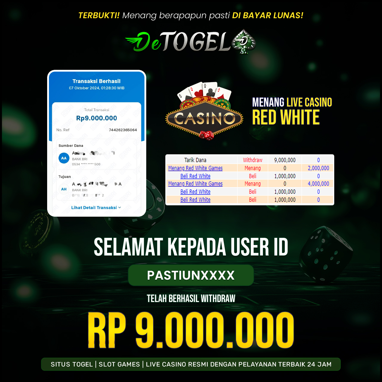 BUKTI JP DI RED WHITE ( LIVE CASINO )