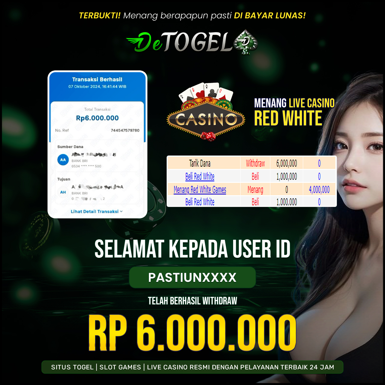 BUKTI JP DI RED WHITE ( LIVE CASINO )