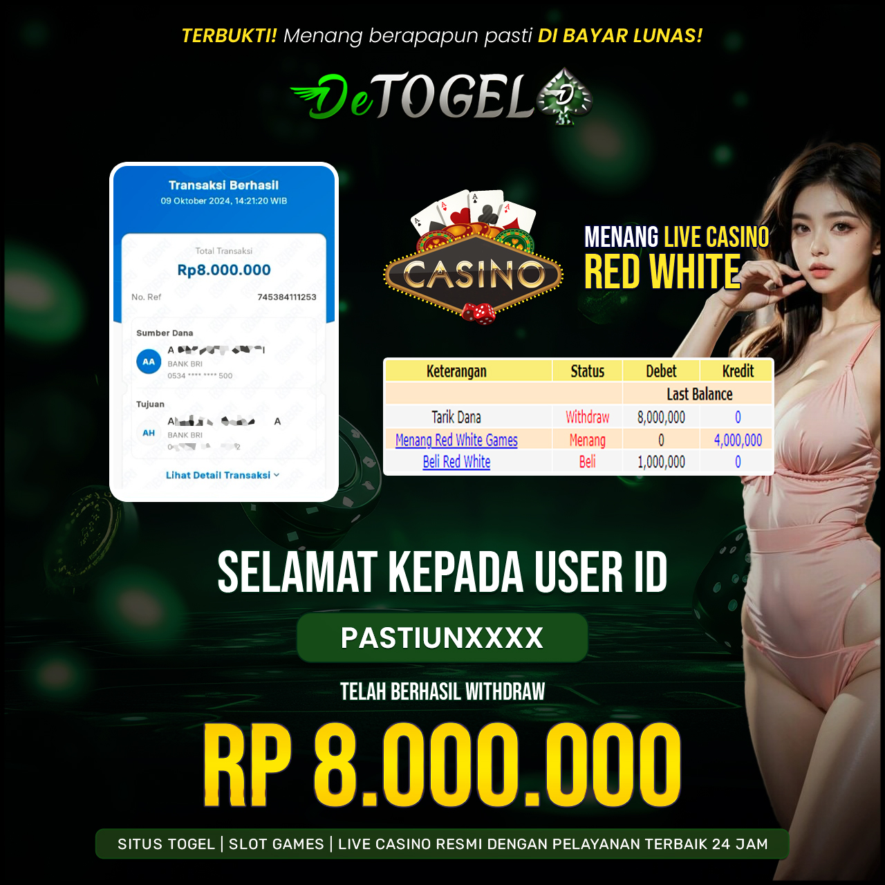 BUKTI JP DI RED WHITE ( LIVE CASINO )