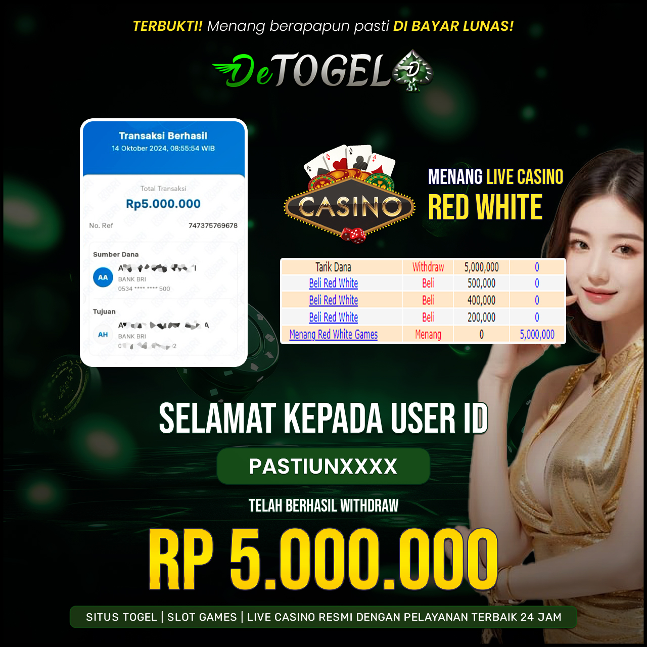 BUKTI JP DI RED WHITE ( LIVE CASINO )