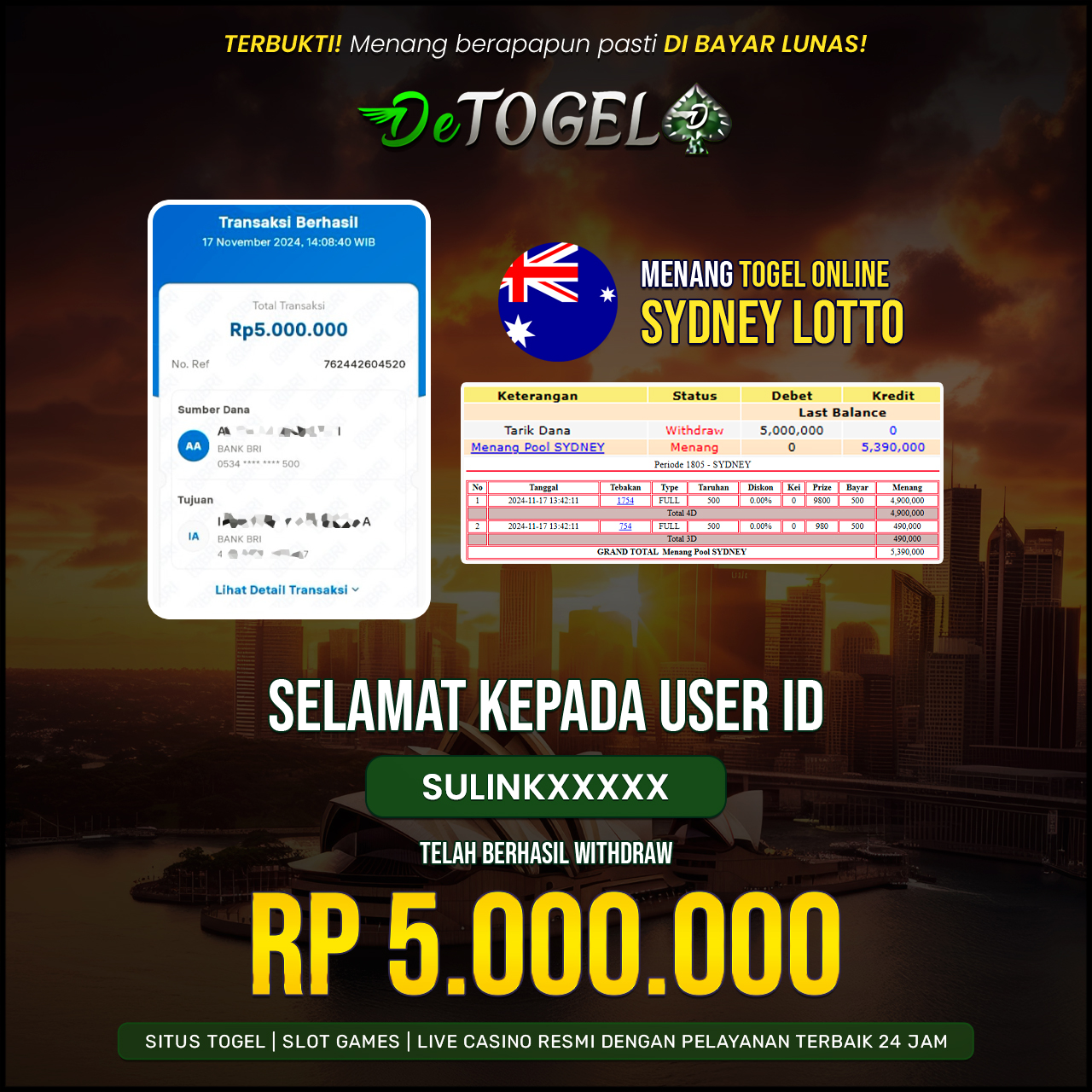 BUKTI JP DI  TOGEL ONLINE ( SYDNEY LOTTO )